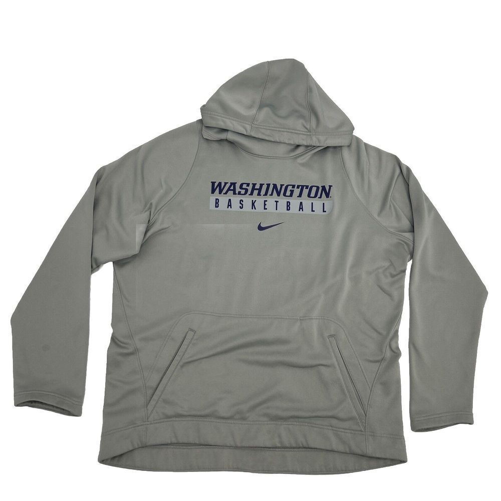 Washington Huskies Sweatshirt Men's XL Gray Nike Therma Fit Fleece Hoodie